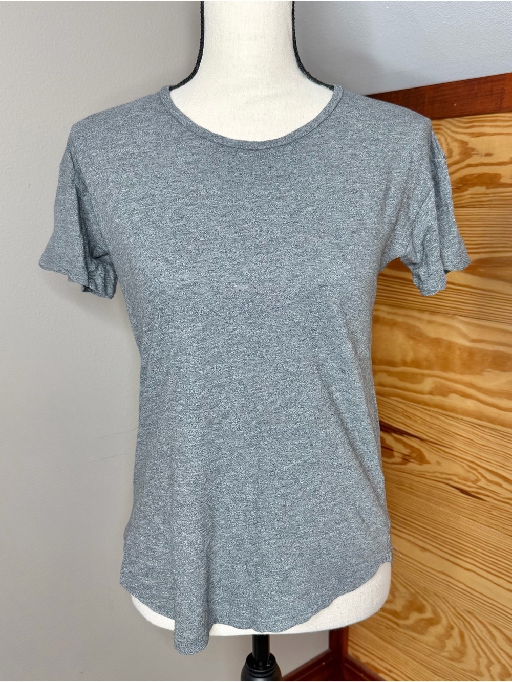 Madewell Whisper Cotton Crewneck Tee Small S Grey Heather Short Sleeve C0984